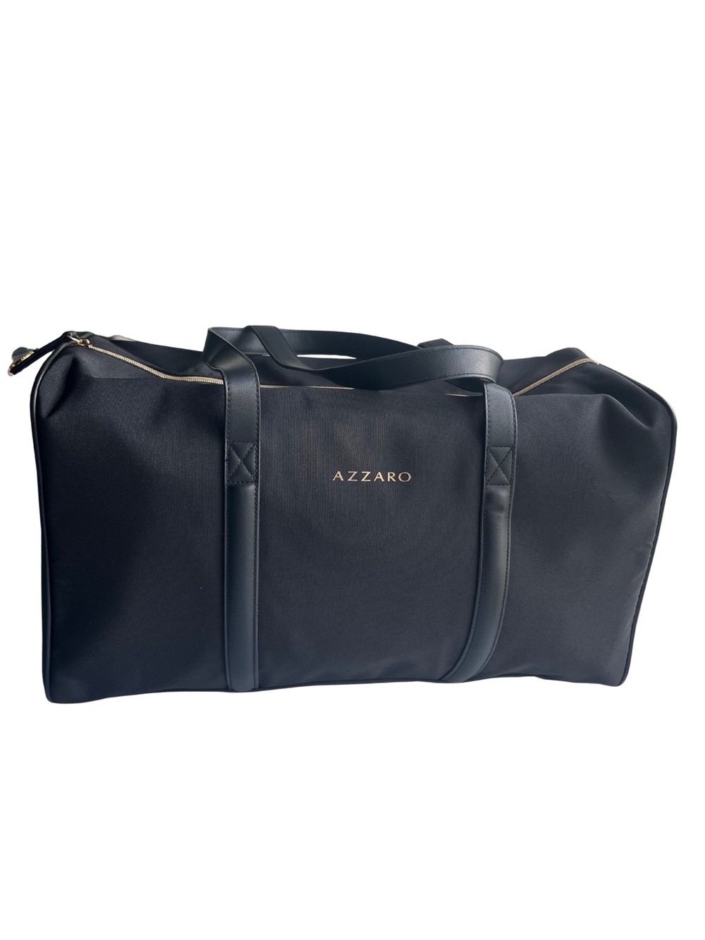 Azzaro Black Weekender Duffle Travel Bag Gold Hardware Brand New